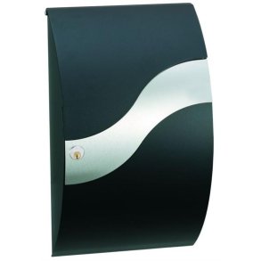 MEFA Wave postkasse Sort med Rustftit stl Blge